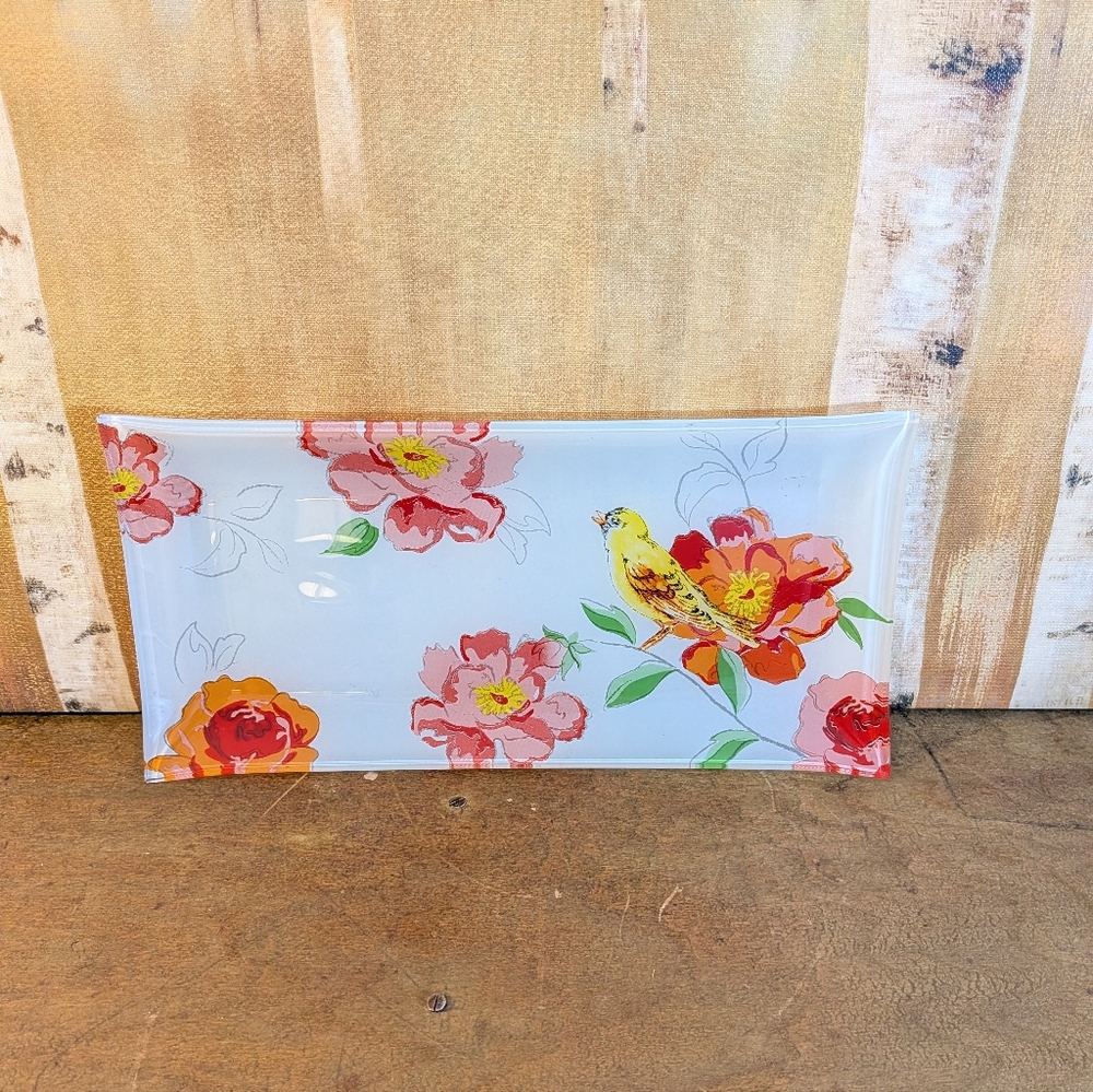 ❄️Floral and Bird Decorative Glass Tray